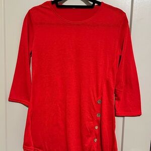 Women's Red Button-Detail Top
